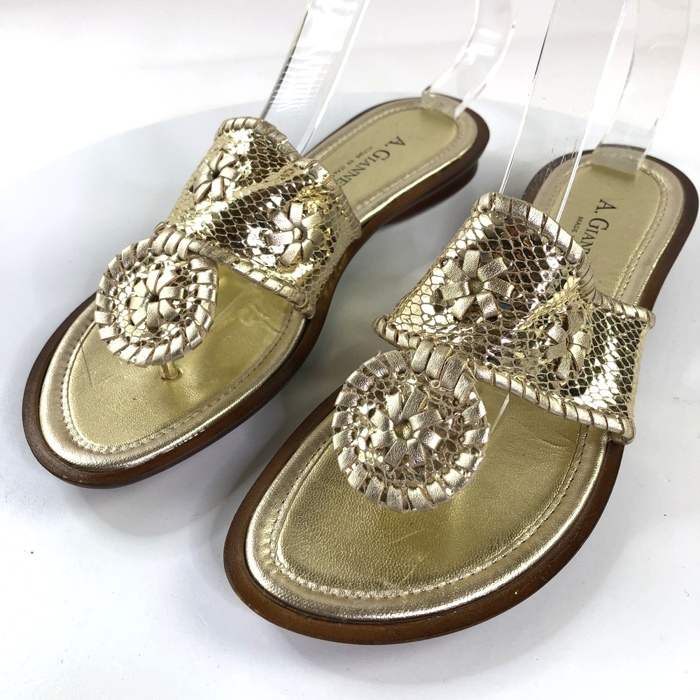 A. Giannetti Italy Thong Sandals Women's Size 7/8? Metallic Gold